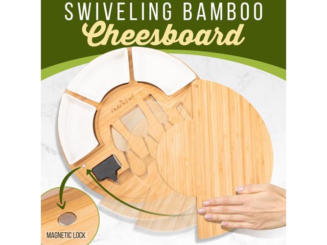 NutriChef Cheese Board Food Serving Set Includes Cutting Knives, Ceramic Bowls, Chalk Markers and Slate Labels