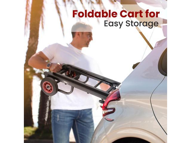 Pyle Adjustable Professional Equipment Cart - 8-in-1 Folding Multi-Cart, Hand Truck/Dolly/Platform Cart