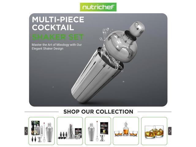 NutriChef 7-Piece Bartender Set, Stainless Steel Cocktail Shaker, Bar Tools, Mirror Finish, Perfect for Home & Bar - NCCSPC77