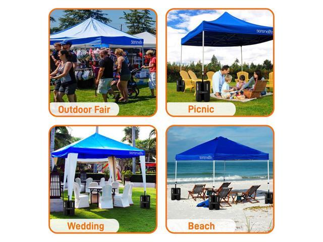 SereneLife 10x10 ft. Pop Up Tent, Commercial Instant Shelter, Waterproof Polyester, Portable with Wheeled Carry Bag & Sand Bags - SLGZ10BU (Navy Blue)