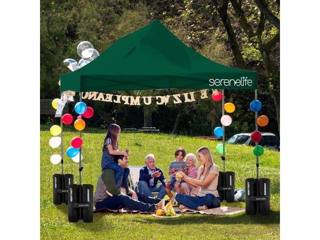 SereneLife 10x15 ft. Pop Up Canopy Tent, Commercial Instant Shelter, Waterproof Polyester, Portable with Wheeled Carry Bag & Sand Bags - SLGZ15FG...