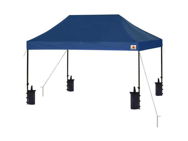 SereneLife 10x10 ft. Pop Up Canopy Tent, Commercial Instant Shelter, Waterproof Polyester, Portable with Wheeled Carry Bag & Sand Bags - SLGZ15BU...