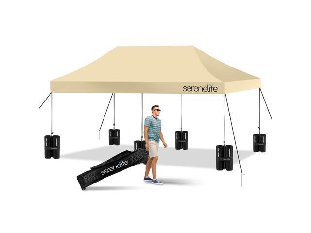 SereneLife 10x20 ft. Pop Up Canopy Tent, Commercial Instant Shelter, Waterproof Polyester, Portable with Wheeled Carry Bag & Sand Bags - SLGZ20K...