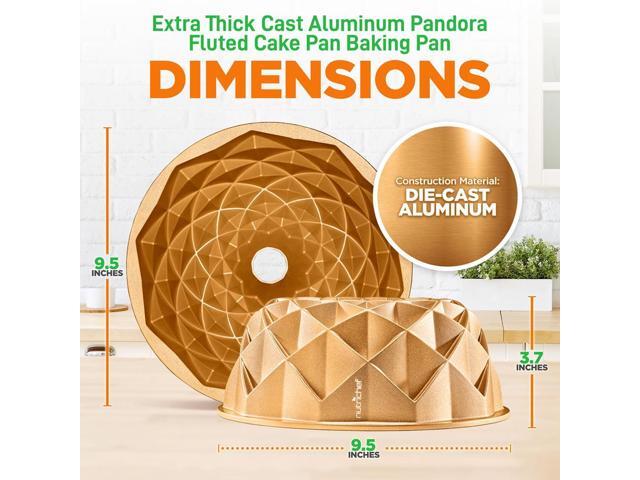 NutriChef Extra-Thick Nonstick Cast Aluminum Bundt Cake Pan - NCBUTP26 - 9.5'x3.74'