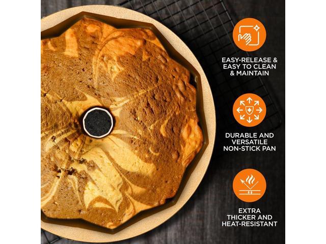 NutriChef Extra-Thick Nonstick Cast Aluminum Bundt Cake Pan - NCBUTP26 - 9.5'x3.74'