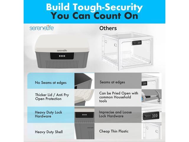 SereneLife 2-Gallon Locking Storage Bin with Combo Lock - SLSBXN500GY - Gray