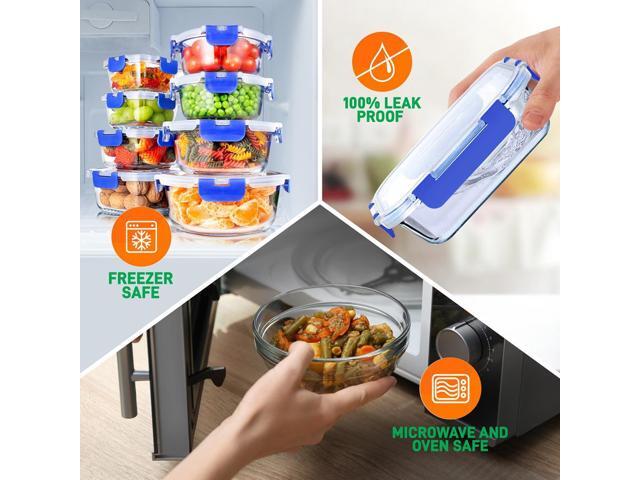 SereneLife 24-Piece High Borosilicate Glass Food Storage Containers Set with Locking Lids - SLGL24BL