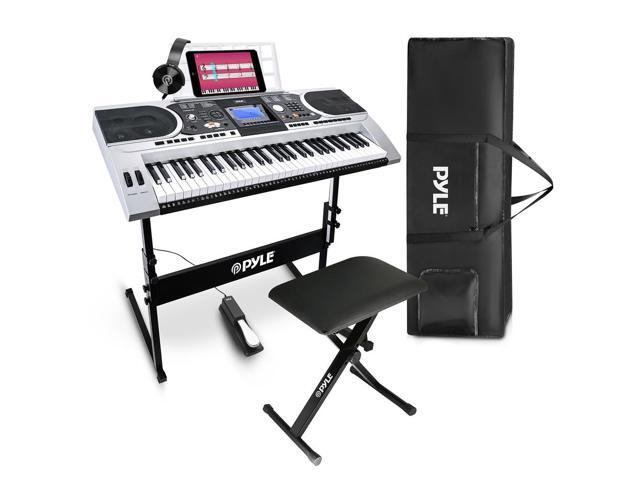 Pyle 61-Key Digital Musical Karaoke Keyboard with Stand, Case & Headset - PKBRD6175P