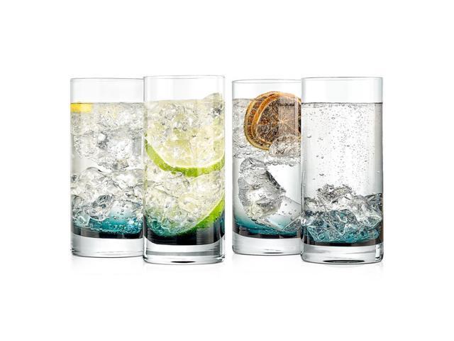 NutriChef 4-Piece Crystal Clear Highball Drinking Glass Set - NGLCUB4 - 12.5oz Heavy Base Tall Tumblers