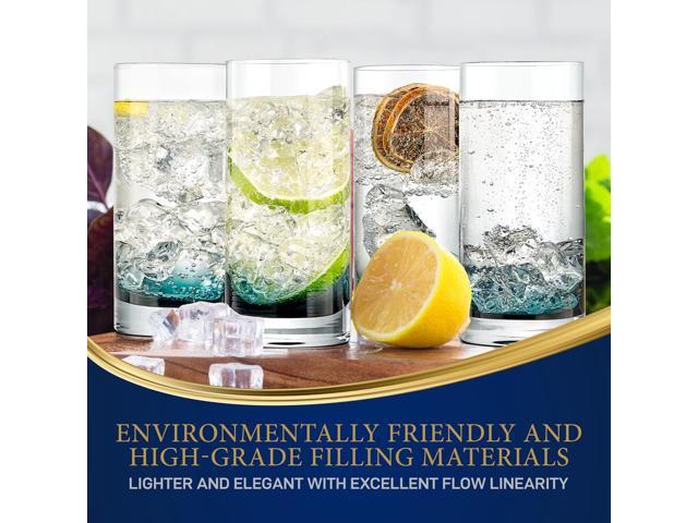 NutriChef 4-Piece Crystal Clear Highball Drinking Glass Set - NGLCUB4 - 12.5oz Heavy Base Tall Tumblers