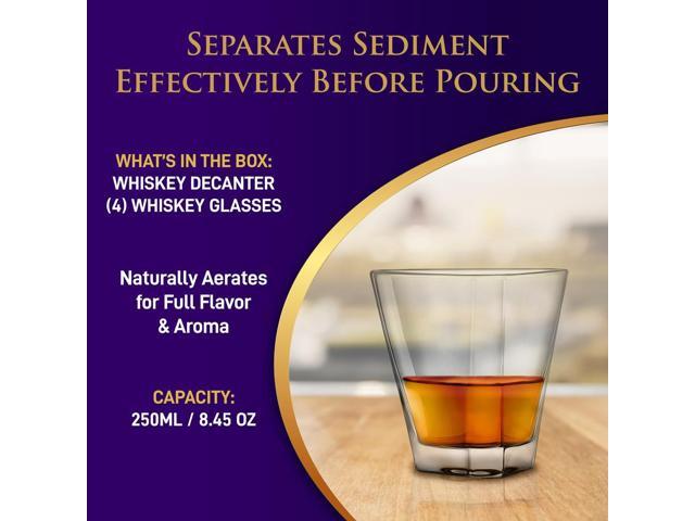 NutriChef 5-Piece Whiskey Decanter Set with 4 Glasses - NCGD4C423 - 28.74oz Classic Crystal Decanter