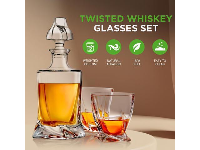 NutriChef Whiskey Decanter Set - 750ml Crystal Glass with Whiskey Glasses & Stopper, Aerator Design for Scotch, Brandy, Vodka - NCGD4C981