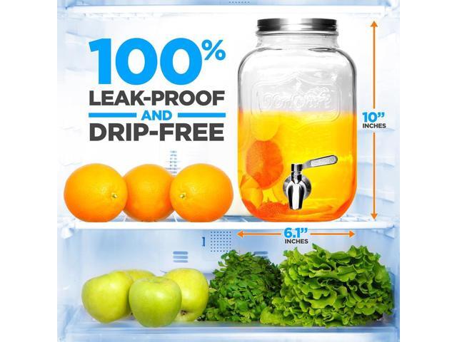 NutriChef 1-Gallon Glass Beverage Dispenser with Stainless Steel Tap, Spigot & Metal Lid, Plastic Infuser - NCDISG1
