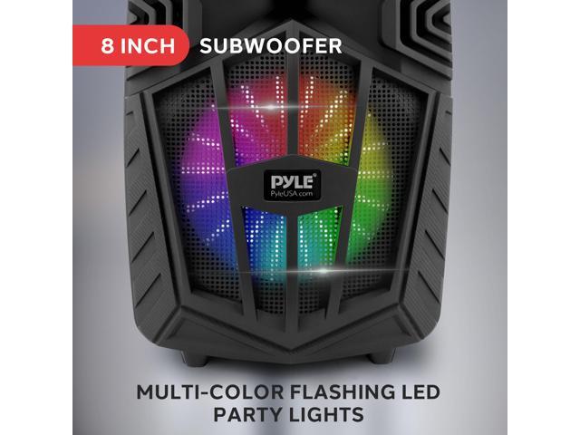 Pyle 480W Portable Bluetooth PA Speaker with Speaker Stand 8' Rechargeable Outdoor Karaoke Speaker System w/Wireless Mic, Wheels, TWS, Party...
