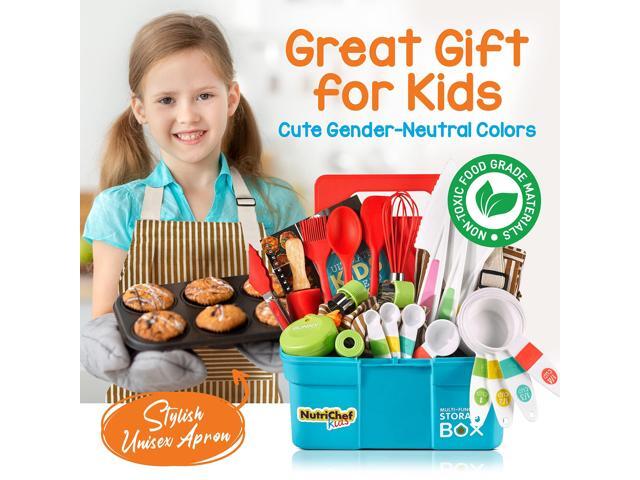 NutriChef Kids Cooking & Baking Set - Complete Cooking Set for Girls & Boys, Includes Little Chef's Apron. Kitchen Supplies, Nylon Knives,...