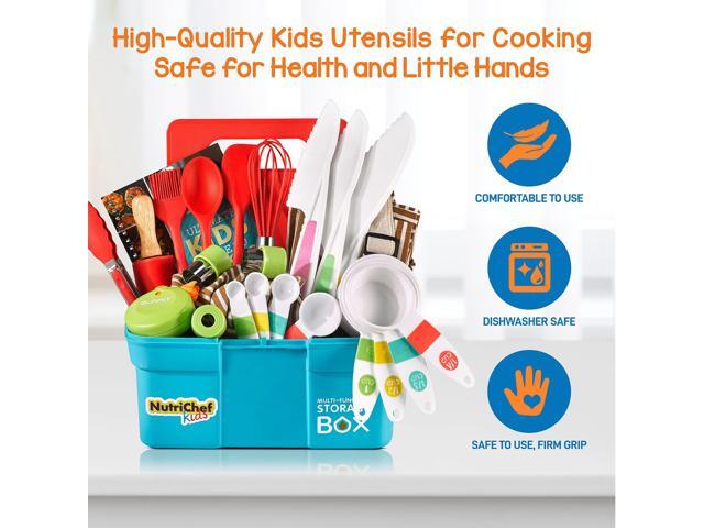 NutriChef Kids Cooking & Baking Set - Complete Cooking Set for Girls & Boys, Includes Little Chef's Apron. Kitchen Supplies, Nylon Knives,...