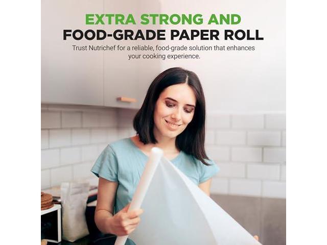 NutriChef 200 Square Foot Parchment Paper Roll Heavy Duty Parchment Paper Roll for Baking, Easy to Cut & Non-stick Cooking Paper for Cookies, Air...
