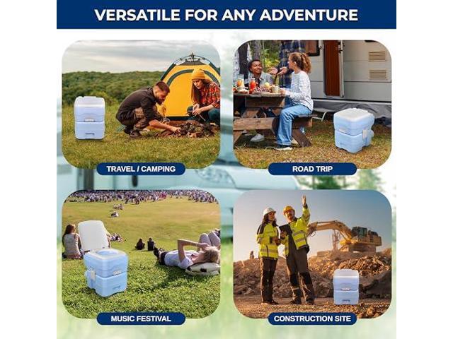 SereneLife 5.2 Gallon Portable Camping Toilet with Carry Bag, Plastic Funnel, and Hand Spray For Adults, Portable Potty for Camping, Hiking,...