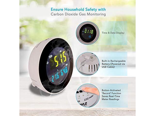 Pyle Smart Indoor Air Quality Monitor - Digital Hygrometer Thermometer Test Gauge, Air Tester for Home, Pollution Sensor Detector, Carbon Dioxide...