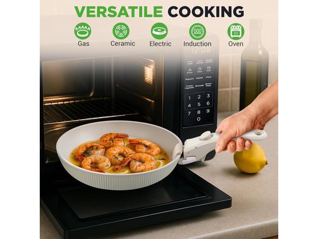 18-Piece Stylish Kitchen Cookware Set - Ceramic Nonstick Pots & Pans with Detachable Handles (Green)