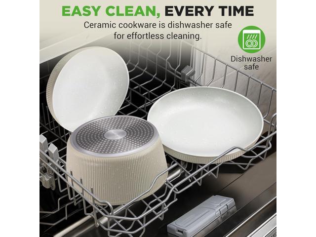 18-Piece Stylish Kitchen Cookware Set - Ceramic Nonstick Pots & Pans with Detachable Handles (Green)