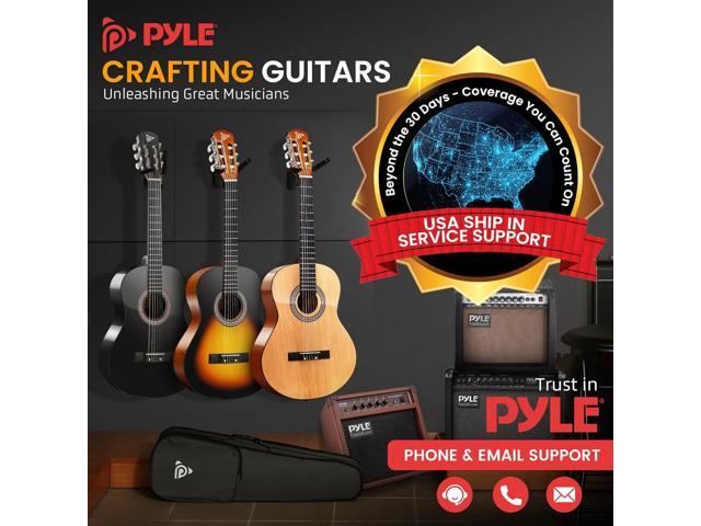 Pyle Left Handed Beginner Acoustic Guitar Kit, 3/4 Junior Size All Wood Instrument with Full Accessory Kit, Picks, Shoulder Strap, Case, Cleaning...