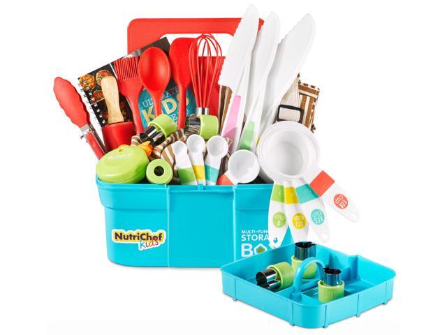 NutriChef Kids Kitchen Playset, Complete Kitchen Set for Kids with Apron, Utensils, Recipe Cards, Toddler Cookbook, Toolbox & More, Perfect...