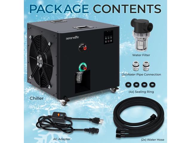 SereneLife Cold Plunge Chiller System - 1/2 HP 2290w, 132 Gal Max Volume Ice Bath Water Chiller with Quiet Design Cooling Refrigeration Compressor,...