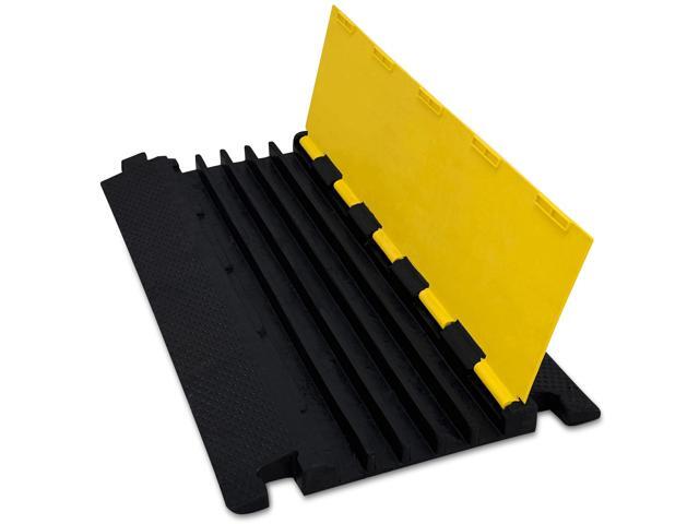 Pyle Durable Cable Ramp Protective Cover - 2,000 lbs Max Heavy Duty Cable & Hose Protector w/ Flip-open Top Cover & 5-Slot Multi-Channel Design -...