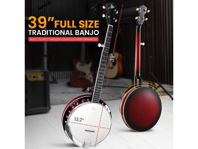 Pyle 5 String Resonator Banjo - Full Size 24 Bracket, Geared 5th Tuner Professional Instrument w/Remo Drum & Hardwood Back - Full Beginner Starter...
