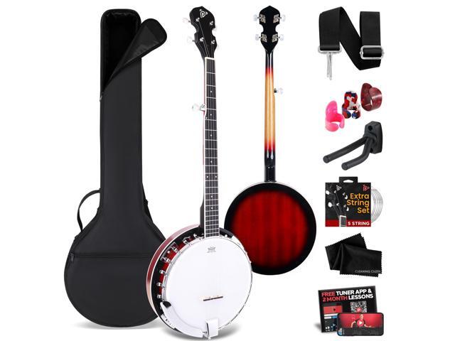 Pyle 5 String Resonator Banjo - Full Size 24 Bracket, Geared 5th Tuner Professional Instrument w/Remo Drum & Hardwood Back - Full Beginner Starter...