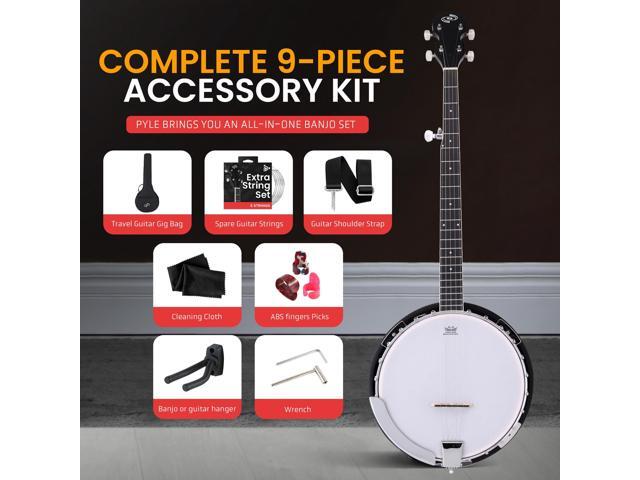 Pyle 5 String Resonator Banjo - Full Size 24 Bracket, Geared 5th Tuner Professional Instrument w/Remo Drum & Hardwood Back - Full Beginner Starter...