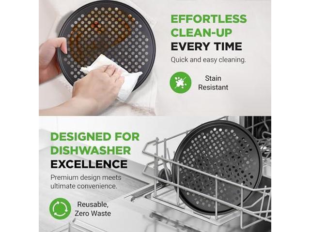 NutriChef 2-Pack 13 Non-Stick Pizza Pans, Round Pizza Pans for Oven, Commercial-Grade Carbon Steel, Non-Stick Gray Coating, Ideal for Baking Pizza,...