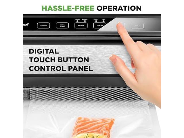 NutriChef Vacuum Sealer for Food - Automatic Electric Air Sealing Preserver System with Gentle and Normal Modes, Roll Cutter, Reusable Bags, Meal...