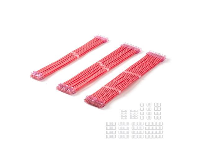 Sleeve Extension Power Supply Cable Kit 18AWG ATX 24P+ (2) EPS 8-P+ (3) PCI-E8-P with Combs for PSU to Motherboard/GPU (Pink)