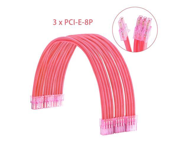 Sleeve Extension Power Supply Cable Kit 18AWG ATX 24P+ (2) EPS 8-P+ (3) PCI-E8-P with Combs for PSU to Motherboard/GPU (Pink)