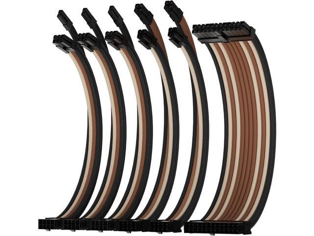 Asiahorse 16AWG Pro Power Supply Sleeved Cable, Internal Power Supplies Extension Cable Kit, 1x24-PIN/ 2x8-PORT (4+4) M/B,3x8-PORT (6+2) PCI-E 30cm...