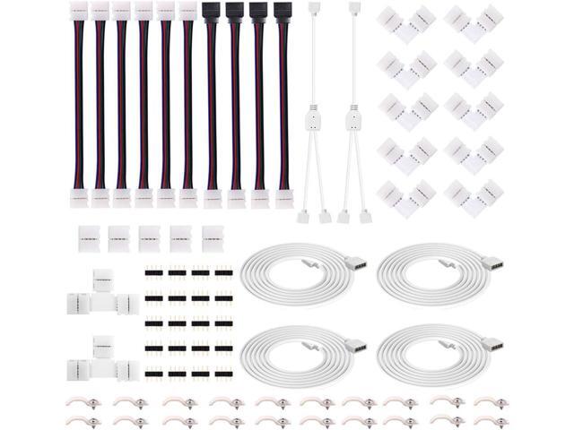 4Pin RGB LED Strip Connector Kit - Include 5050 2 Way RGB Splitter Cable, 6.6feet RGB Extension Cable, RGB Controller Jumper, LED RGB Jumper, L and...