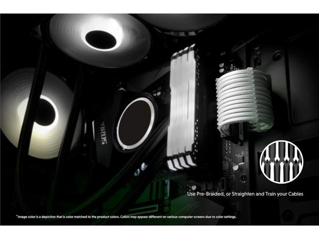 LINKUP - AVA 30cm PSU Cable Extension Sleeved Custom Mod GPU PC Braided w/Comb Kit - Compatible with RTX3090 1 x 24 P (20+4) 2 x 8 P (4+4) CPU...