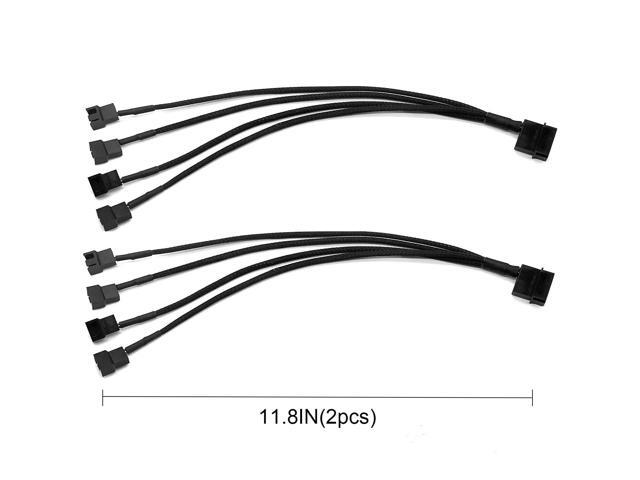 Molex to 3Pin / 4Pin Fan Adapter, Molex Fan Cable, 4Pin Molex (Actual 2-Pin) to 4 x Fan Splitter Cable, PC Fan Power Adapter Cable for 12V 3-Pin /...