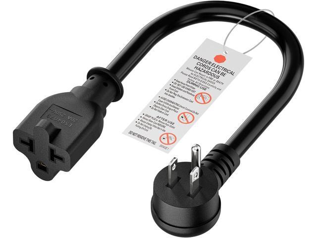Angled [4-in-1] 12AWG 15 Amp Household Plug to 20 Amp T Blade Adapter Cable,5-15P to 5-20R,5-15P to 6-15R,5-15P to 6-20R, Four-in-One Adapter,15A...