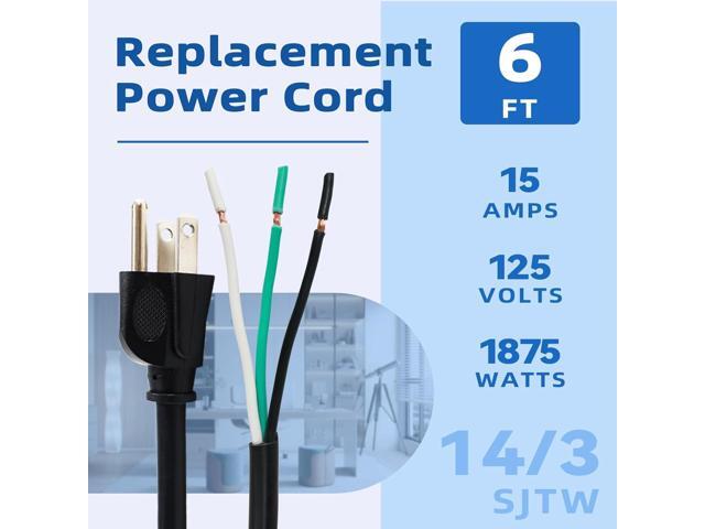 EP 2 Pack 6 ft 14/3C SJTW Appliance and Power Tool Cord, 14 Gauge 3 Prong Heavy Duty Replacement Power Supply Cord Cable, 110V 115V 120V AC...