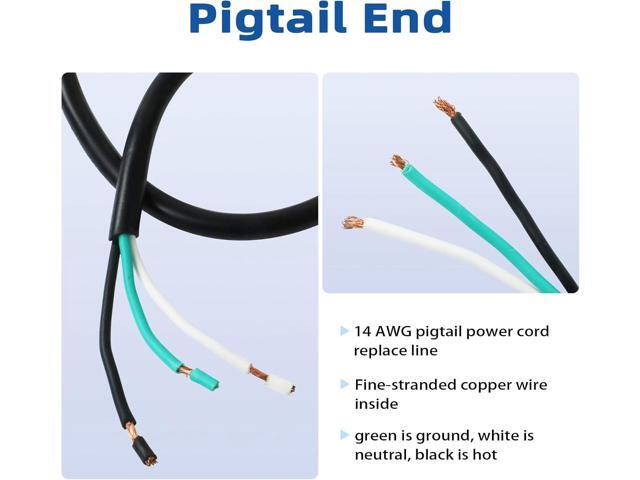 EP 2 Pack 6 ft 14/3C SJTW Appliance and Power Tool Cord, 14 Gauge 3 Prong Heavy Duty Replacement Power Supply Cord Cable, 110V 115V 120V AC...