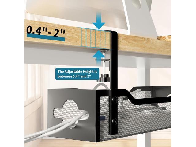 Litwaro Under Desk Cable Management Tray Black, No Drill, Desk Cord Organizer, Wire Management, 15.75 Inches