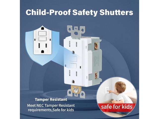 GFCI Outlet, Weather Proof, Tamper Resistant, Self Test GFI Receptacle, Outdoor or Indoor, 15 Amp, White (1 Pack)
