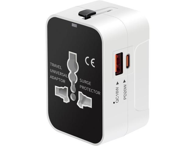 International Universal All in One Worldwide Travel Adapter Fast Charger with PD 3.0 Type C & USB-A Quick Charging Wall Charger AC Power Plug...
