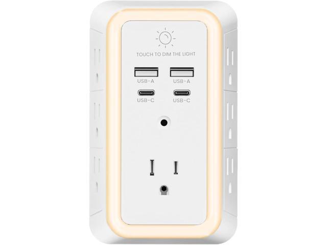 Multi Plug Outlet Surge Protector, 7 Outlet Extender with Night Light, USB Wall Charger with 2 USB C and 2 USB Ports, Surge Protector Power Strip,...