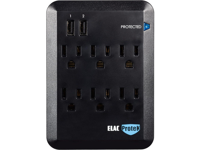 ELAC Protek 6 Outlet Surge Protector/Power Conditioner with Dual USB