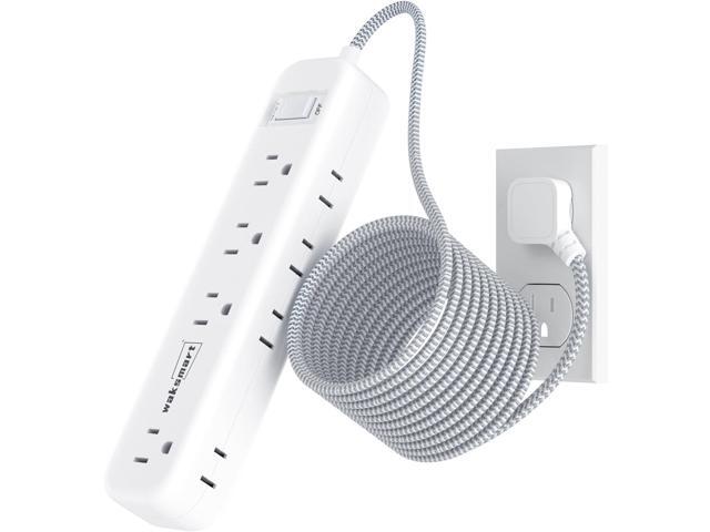 Flat Extension Cord 20 FT Multiple Outlets- Surge Protector Power Strip 8 AC Outlets 3 USB Fast Charge (3.4A 17W) 1080 Joules Long Braided Cord...