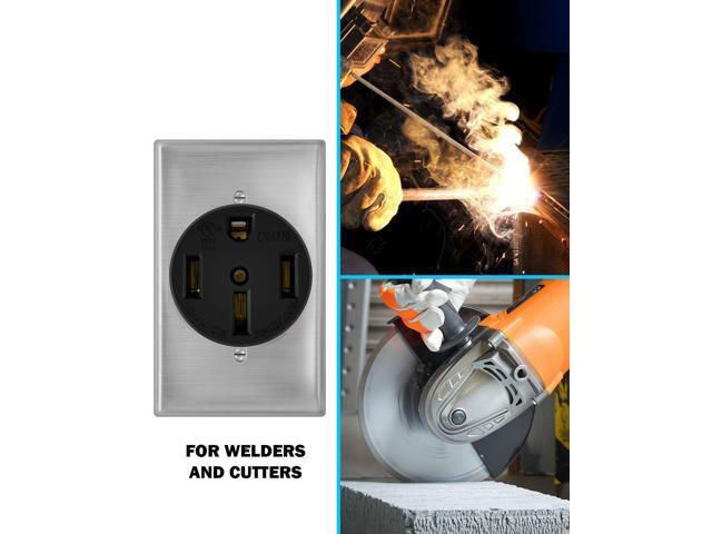 NEMA 14-50 Outlet by Industrial Grade for Even Safer,No Overheating or Melting, EV Charging 50Amp 125/250V Receptacle with Stainless Steel Cover...